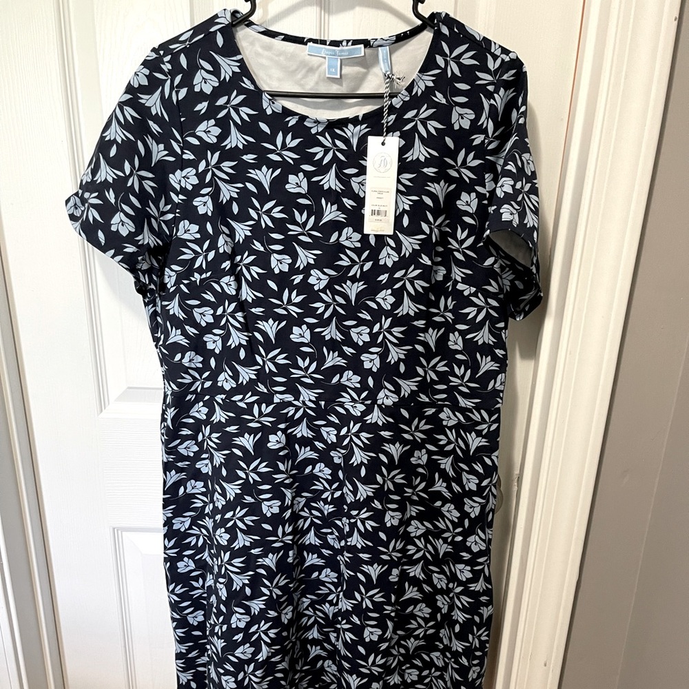 Draper James navy floral dress 1x new with tags